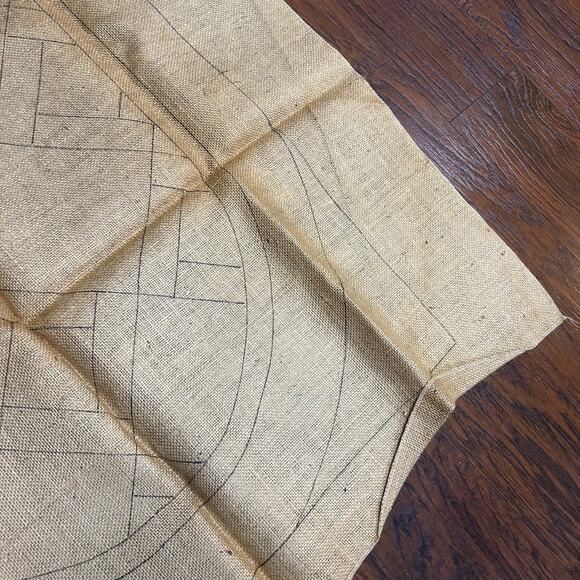 Vintage Geometric Stamped Burlap for Rug Making #1995 Size 36x60 - Picture 7 of 13